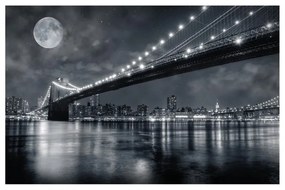 Stampa su tela Brooklyn Bridge At Night, multicolore 145 x 95 cm