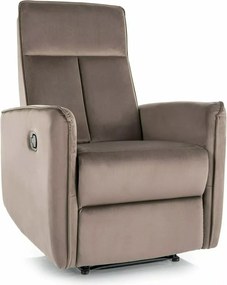 Poltrona reclinabile Nikos in velluto cappuccino – 72x86/159x105 cm