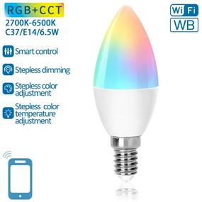 Lampadina LED RGBW dimmerabile C37 E14/6,5W/230V 2700-6500K Wi-Fi - Aigostar