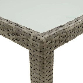 Tavolo giardino 150x90x75cm vetro temperato e polyrattan grigio