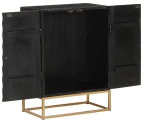 Credenza nera 55x34x75 cm in legno massello di mango e ferro