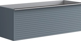 Mobile da bagno sospeso sotto lavabo Pixel stripes1 cassetto L 120 x H 40 x P 45.5 cm blu indaco laccato opaco, con maniglia alluminio brillante