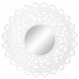 Specchio da parete DKD Home Decor Cristallo Bianco Mandala Legno MDF Decapaggio (90 x 2,5 x 90 cm)