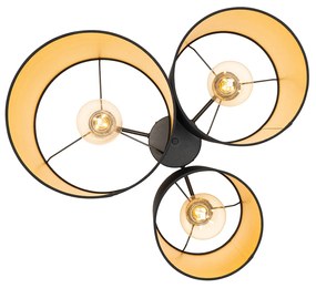 Plafoniera nera con interno dorato 3 luci - Multidrum