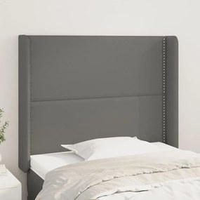 Testiera Ad Orecchio Grigio 93x16x118/128 Cm İn Similpelle /