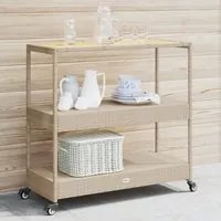 Carrello da Bar 3 Livelli Beige in Polyrattan e Massello Acacia 368725