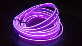 Stringa EL Striscia Neon Led Viola 5 Metri Flessibile Tagliabile Luce Decorativa Atmosfera Per Interno Auto Camion Camper Sfilata Moda