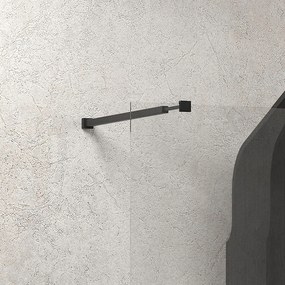 Kamalu - Walk-in doccia 140cm con staffe nere vetro trasparente KW3000N