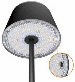 Lampada da Tavolo Ricaricabile 2.2W, IP54 CCT Dimmerabile - Nera Colore del corpo Nero