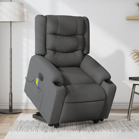 Poltrona Alzapersona Massaggi Elettrica Grigio Scuro Tessuto /