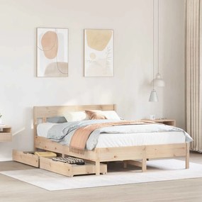 Letto Senza Materasso 160x200 Cm İn Legno Massello Di Pino /