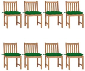 Sedie da Giardino con Cuscini 8 pz in Legno Massello di Teak