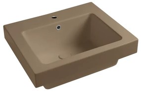 Lavabo a incasso e d'appoggio rettangolare vasca centrale Alaqua L 60 x H 25 x P 21 cm in ceramica marrone opaco