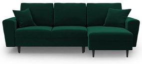 Divano angolare verde allungabile e con contenitore con rivestimento in velluto Kyoto – Cosmopolitan Design