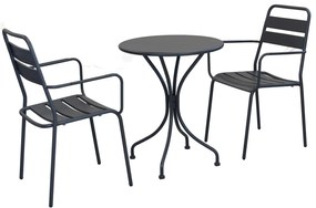 ROMANUS - set tavolo in metallo cm Ø 60 x 71h con 2 poltrone Romanus