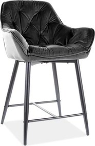 Sgabello da bar Cherry H-2 in velluto nero - Blu19