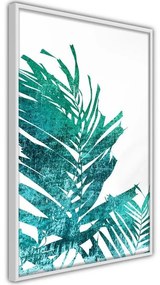 Poster Teal Palm on White Background
