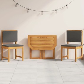 Set da pranzo da giardino 3 pezzi in legno massello di acacia