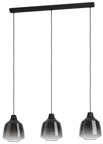 Lampadario Glamour Sedbergh nero paralume grigio e nero e trasparente 3x E27 Ø0cm EGLO