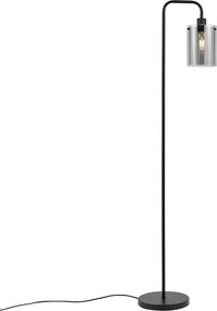 Lampada da terra di design nera con vetro fumé - Domo