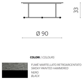 Tavolino IAGO 90 con struttura in metallo e piano tondo in vetro Fumč