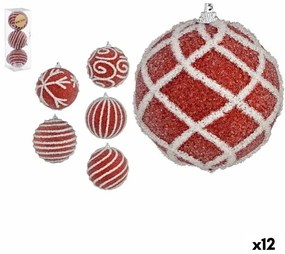 Set di palline di Natale Bianco Ø 8 cm Rosso PVC (12 Unità)