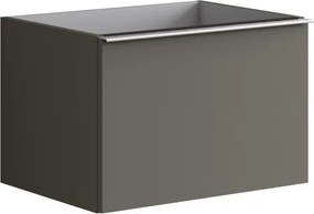 Cassettiera Pixel con 2 cassetti  frontale plain laccato opaco grigio carbone e maniglia alluminio brillante L60 x H40 x P45,5 cm