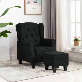 Poltrona Con Poggiapiedi Nera İn Tessuto /