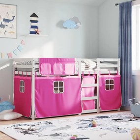 Letto A Castello Senza Materasso Rosa 90x190 Cm Legno Di Pino /