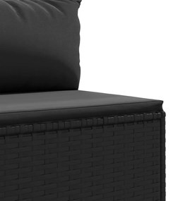 Set salotto da giardino con cuscini 7pz nero polyrattan