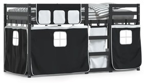 Letto A Castello Senza Materasso Bianco E Nero 90x200cm İn Pino /