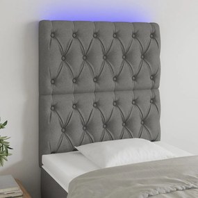 Testiera A Led Grigio Scuro 80x7x118/128 Cm İn Tessuto /