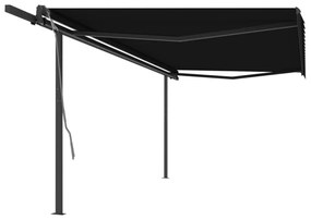 Tenda da Sole Retrattile Manuale con Pali 5x3 m Antracite