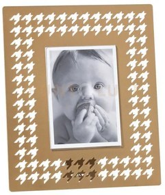 Portafoto di design pied de poule grande oro laccato in ferro e pol...