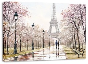 Immagine su tela, 85 x 113 cm Canvas Watercolor Paris Melancholy - Styler