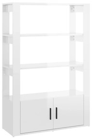 Credenza bianco lucido 80x30x119,5 cm in legno multistrato