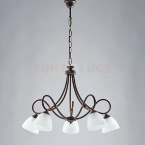 Lampadario in ferro laccato nero con decorazione effetto ruggine e ...
