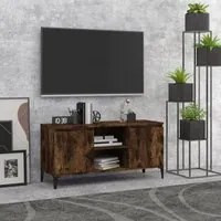 Mobile TV con Gambe in Metallo Rovere Fumo 103,5x35x50 cm