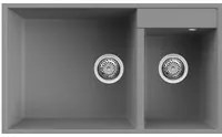 Lavello Elleci Incasso 2 vasche 78,5x47 Quadra 440 Sottotop Metaltek Grigio Titanium LMQ44073BSO