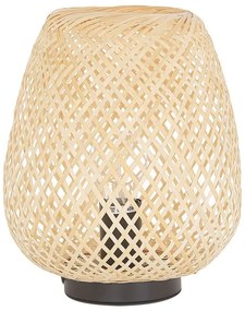 Lampada da tavolo legno di bambù chiaro e nero 30 cm BOMU Beliani