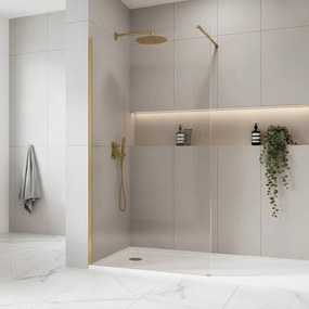 Parete doccia Rea Flexi Transparent / Brush Gold 80