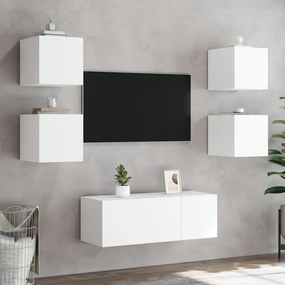 Mobile TV a Parete con Luci LED Bianco 30,5x35x30 cm