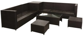 Set divani da giardino 8 pz con cuscini in polyrattan marrone