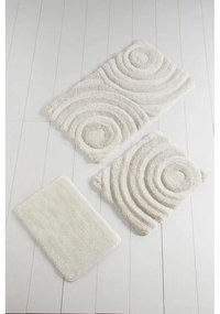 Set di 3 tappetini da bagno crema con fili d'oro Wave - Foutastic