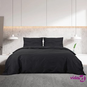 vidaXL Set Copripiumino Nero 200x200 cm in Cotone