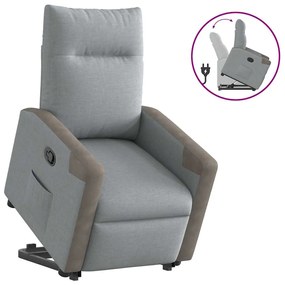 Poltrona Alzapersona Reclinabile Grigio Chiaro İn Tessuto /
