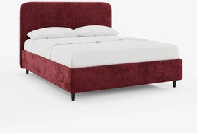 KAELOS letto minimal imbottito - vano contenitore, piedi alti e testiera arrotondata in tessuto ciniglia