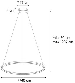 Lampada a sospensione nera 40 cm con LED dimmerabile a 3 livelli - Girello