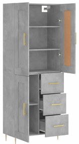 Credenza Grigio Cemento 69,5x34x180 cm in Legno Multistrato