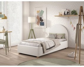 Letto singolo imbottito bianco con contenitore con rete inclusa 90x200 cm Moon – Vipack